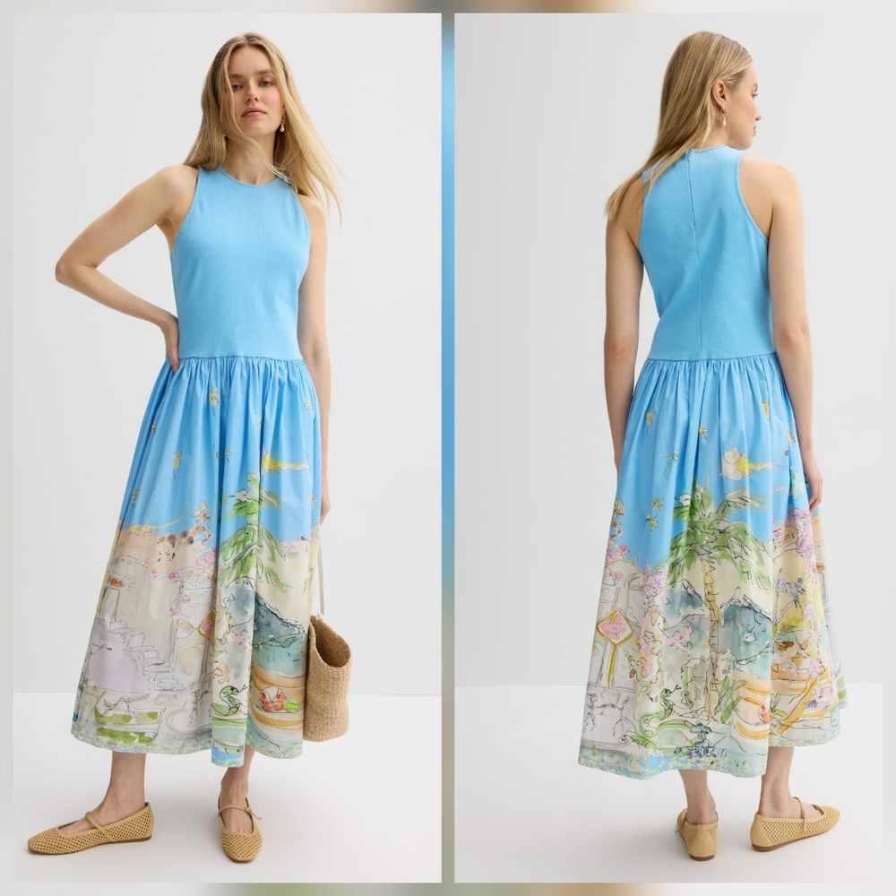 ALÉMAIS Anouk Tank Midi Dress Casual Dress Crew neck Sleeveless Size 10